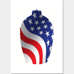 Big Green Egg design with American Flag Overlay Posters and Art